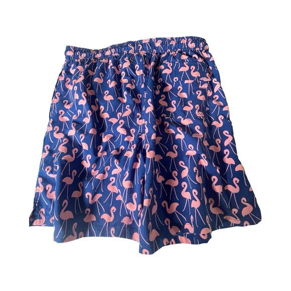 TOM & TEDDY Men Sz 2XL Flamingo Classic Swim Shorts Blue Pink UPF 50 NWT - Picture 3 of 10